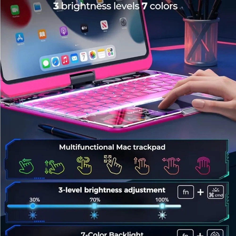 Pink Tablet Keyboard Case With Trackpad iPad Pro 11”